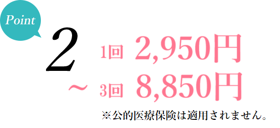 ポイント2 - 1回2,950円(税別)。追加料金一切なし・コース設定なし