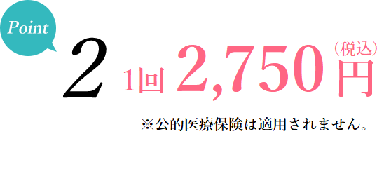 ポイント2 - 1回2,500円(税別)。追加料金一切なし・コース設定なし